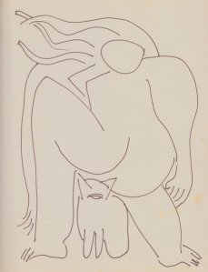 large woman small animal